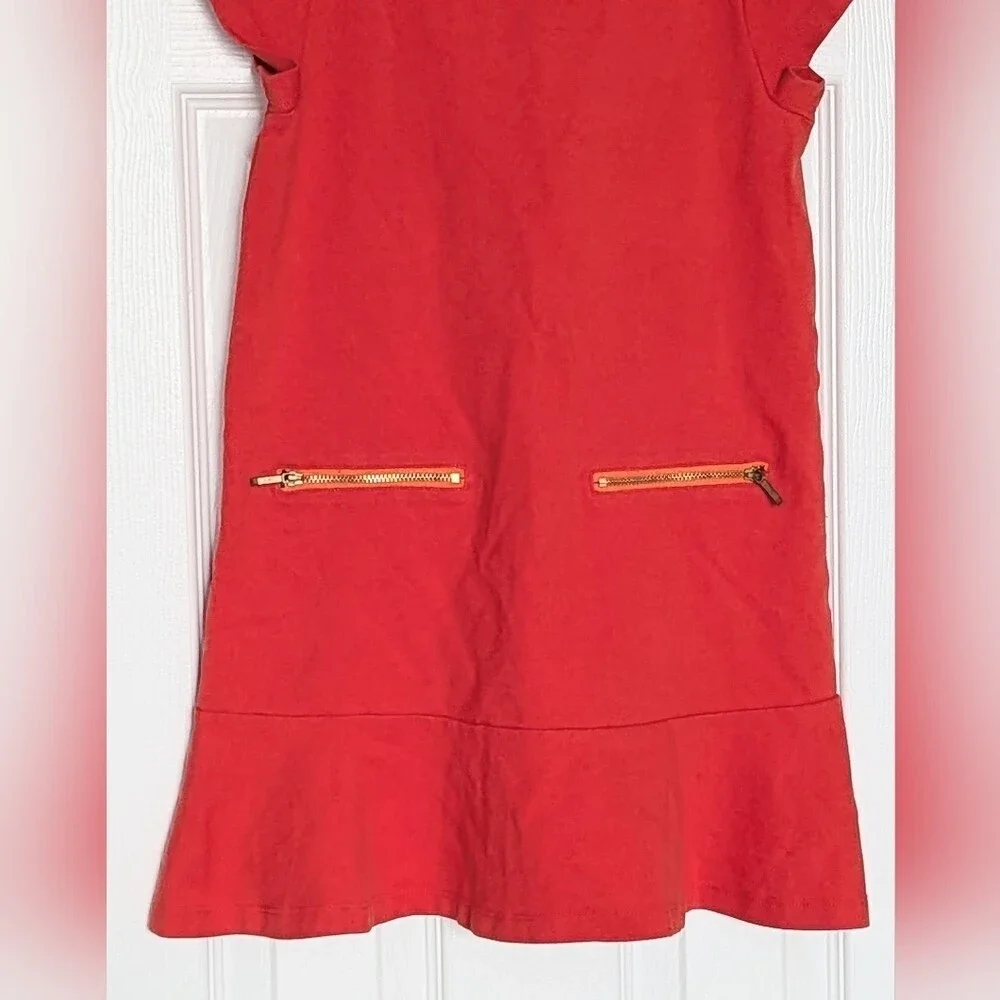 Gymboree Kids' (Size 8) Bright Orange Dress w/Gold Zippers & Ruffled Hem